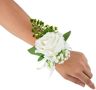 Bride Girl Wrist Corsage Women Hand Wedding Flower Party Decoration (Ivory wrist corsage)