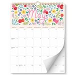 S&O Five Color Floral Wall Calendar from January 2024-June 2025 - Tear-Off Monthly Calendar - 18 Month Academic Wall Calendar - Hanging Calendar to Track Anniversaries & Appointments - 13.5"x10.5”in