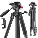 CAMBOFOTO 74"-Camera-Tripod, Porfessional Aluminum Heavy Duty Vlog/Video Recording Tripod Stand with Travel Bag for Mirrorless/DSLR/Phone/Camcorder/Spotting Scopes