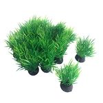 Aquarium Plants Fish Tank Decorations 20pcs Small Size/1inch Tall Plastic Artificial Plant Goldfish Waterscape Fish Hides Mini Grass Set (Green-C)