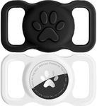 Joytale 2 Pack Airtag Dog Collar Holder, Elastic Silicone Air Tag Holder for Dogs and Cats, Light and Durable Apple Airtag Holder with Slide-On Loop(Black/White)