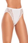 Women's 3 Pack High Leg Lace Briefs (18, White)