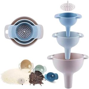 4 in 1 Kitchen Funnels for Filling Bottles, Kitchen Funnels with Detachable Strainer Filter, BPA-Free Food Grade Oil Funnel, Suitable for All Kinds of Solid Food and Liquid