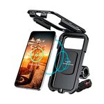 GRAND PITSTOP Waterproof Mobile Holder for Bikes, Motorcycle, Scooter, Bicycles, Wireless Bike Mobile Holder, Handlebar Cellphone Holder for Maps and GPS Navigation & 360° Rotation Phone Mount-Black