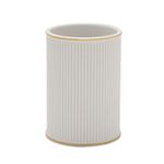 Pure Home and Living White Ribbed Porcelain Toothbrush Holder