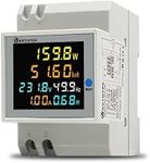 KETOTEK Energy Meter Single Phase AC40-300V 100A, Din Rail KWH Meter, Power Electricity Volt Amp Watt Consumption Voltmeter Ammeter with CT