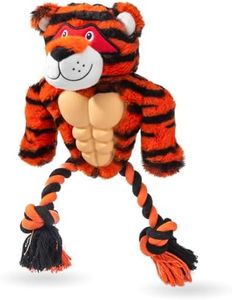 Calibonbon Durable Tiger Rope Dog Toy - Interactive Plush Toy for Aggressive Chewers - Tough Muscle Design with Squeaker - Perfect for Small,Medium & Large Dogs