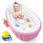 PandaEar Inflatable Baby Bath Tub, Portable Toddler Bath Tub, Infant Baby Bathtub with Air Pump, Foldable Non-Slip Travel Baby Bath Mini Air Swimming Pool for Newborn (Pink)