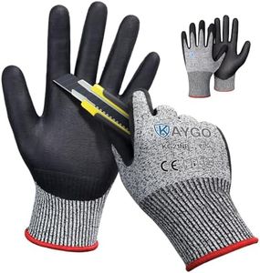 KAYGO 2 Pairs Cut Resistant Work Gloves for Men and Women,ANSI A3 Cutting Gloves,Nitrile Micro-Foam Safety Work Gloves KG21NB,Ideal for Wood Carving,Glass Handling, Construction,Fishing,Grey,S