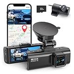 REDTIGER Dash Cam Front Rear, 4K/2.5K Full HD Dash Camera for Cars, Included 32GB Card, Built-in Wi-Fi GPS, 3.18” IPS Screen, Night Vision, 170°Wide Angle, WDR, 24H Parking Mode