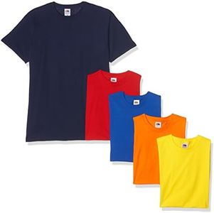 Fruit of the Loom Men's Valueweight Short Sleeve T-Shirt Pack of 5, Navy/Red/Orange/Royal/Yellow, Large