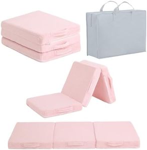 Givjoy Foldable Floor Mattress for Kids, Toddler Washable Tri Folding Floor Nap Mat for Sleeping Daycare, Child Trifold Futon Sofa Bed with Storage Bag for Girls and Boys