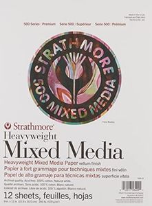 Strathmore 500 Series Heavyweight Mixed Media Pad 9"X12"-12 Sheets -62584900, White, 9x12