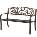 FDW 50" Patio Garden Bench Park Yard Outdoor Furniture Steel Frame Porch Chair