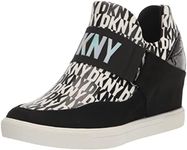 DKNY Women's Everyday Comfortable Cosmos Wedge Sneaker, Black/White, 8