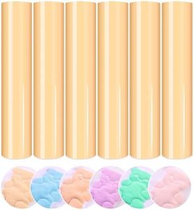 HTVSTD Pastel Yellow Puff Vinyl Heat Transfer -12" x 10" 6pcs Pastel Yellow Puffy HTV Iron On Vinyl Puffy Heat Transfer Vinyl for T-Shirts Puff HTV