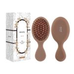 RHOS Mini Travel Hair Brush for Women/Men/Kids - Pocket Detangler Brush for Wet and Dry Hair - Travel Size Paddle Brush for Detangling- For All Hair Types (1 Pack-Mocha)