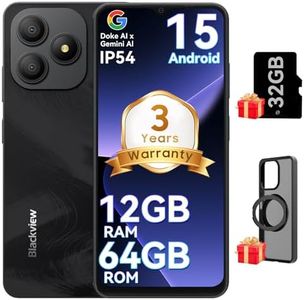Blackview WAVE 9C Smart Android Phone,4G Sim-Free & Unlocked Mobile Phones, 12GB+64GB/2TB, Android 15 Phone 13MP+8MP AI Camera, 5000mAh/10W, Fingerprint/Eye Comfort Mode, 5G WiFi/GPS/OTG Smartphone