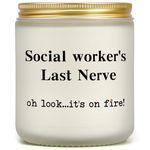 Social Worker Gifts for Women Men, Funny Social Work Month 2024 Gift, Appreciation Gift for Social Worker Birthday Retirement Graduation, Social Worker’s Last Nerve Candle for LCSW MSW ACWS