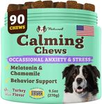 Natural Dog Company Calming Bites (90 Chews), Peanut Butter and Bacon Flavor, Chewable Treats with Melatonin for Dogs, Promotes Relaxation & Composure for Daily Stress, Supports Balanced Behavior