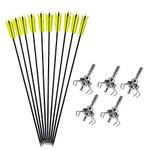 AMEYXGS Archery Flu flu Arrows and Judo Arrow Tips 30 Inch Mix Carbon Arrow Spine 500 with 4 Turkey Feather for Compound Bow Recurve Bow Competition and Target Practice(Pack of 12) (Yellow 2#)