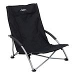 Andes Black Low Folding Beach/Fishing/Camping Deck Chair Outdoor Garden Lounger