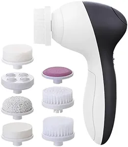 Facial Cleansing Brush | Face Scrubber Exfoliator Wash Cleansing Exfoliating Powered Electric Brushes Spin Cleanser Cleaning Scrub Oily Mixed Normal Dry Skin Including 7 Heads (Onyx)