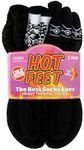 HOT FEET Thermal Socks For Women for Cold Weather – Thick Warm Socks for Women, Winter Hiking Socks, Heat Insulated Socks – Black/Snowflake