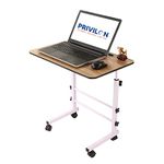 PRIVILION GLOBBLE Multi-Purpose Laptop Table, Study Table| Bed Table| Adjustable Height, Portable for Office, Work Form Home | DIY Table, Easy to Assemble, Engineered Wood) (Wood Table Wight Leg)