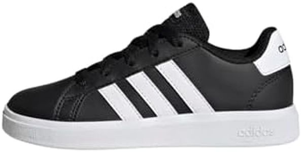 adidas Kids Sportswear Grand Court Lifestyle Tennis Lace-Up Shoes, Core Black/Cloud White/Core Black, US 4