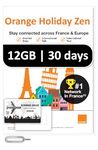 Orange Holiday Europe Prepaid SIM Card Combo Deal 12GB Internet Data in 5G/4G/LTE (Data tethering Allowed)+30min & 200 Texts from Europe to Any Country Worldwide+1 Sim Card Holder+1 Pin
