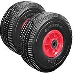 2x 10 Inch Heavy Duty Sack Truck Wheel, Solid Rubber Puncture Proof Hand Trolley Cart Wheels Replacement 4.10/3.50-4 Wheel Half Inch Bore