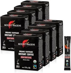 Mount Hagen 25 Count Single Serve Instant Coffee Packets - 8 Pack | Organic Medium Roast Arabica Beans | Eco-friendly, Fair-Trade [8 x 25 sticks/1.76oz/50g], Pack of 8