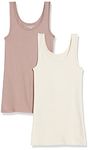 Amazon Essentials Women's Slim-Fit Tank, 2-Pack Bone/Dark Taupe, Medium