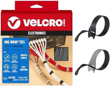 VELCRO Brand 150pk Cable Ties Value Pack | Replace Zip Ties with Reusable Straps, Reduce Waste | For Wire Management and Cord Organizer | 8 x 1/2" Thin Pre-Cut Design, Black and Gray