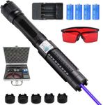 REYYTILY High Power Long Range Adjustable Focus Light with Star Cap Flashlight，One-Button Switch（Blue Light）