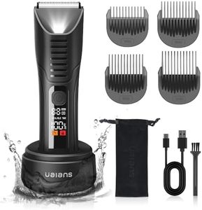 Ualans Afeitadora Corporal Masculina, Pantalla Digital LED, Depiladora Corporal Hombre en Seco y Húmedo, Pecho, Piernas y Genitales, IPX7 Resistente al Agua, Diseño Ergonómico, Regalos para Hombres