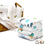 Koochie-Koo 500 GSM Muslin Washcloths for Newborns - 30x30 cm, Pack of 5, Burp Cloths, Organic Face Napkins for Toddlers, Muslin Cloth for New Born, Soft Baby Towel Set
