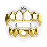 Loudmouth Football Mouth Guard - 3D Chrome Grillz Football Mouthpiece, Fits Adult & Youth, Mouth Guard Football Accessories (3D Grillz - Chrome White/Gold)