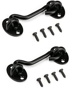 3” Privacy Hook and Eye Latch Easy Lock for Barn Door, Black (3 INCH-2PCS)