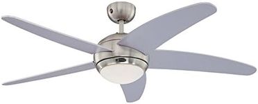 Westinghouse Lighting 72220 Bendan One-Light 132 cm Five-Blade Indoor Ceiling Fan, Satin Chrome Finish with Opal Frosted Glass