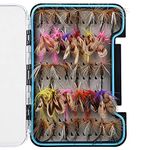 HXC 32PCS Lifelike Butterfly Fishing Lures with Sharp Hooks Fly Fishing Dry Flies Set with Waterproof Fly Box for Trout Fishing Mixed Colors