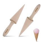 2pcs Wood Cone Roller Pizzelle Roller Krumkake Ice Cream Cone Roller Mold Natural Waffle Cone Roller Wooden Mini Waffle Cones Baking Pastry Tool Cone Mold Pizzelle Makers Pastry Roller