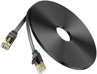 UGREEN Ethernet Cable Cat7 Network Cables High Speed 10Gbps 600Mhz/s Shielded LAN Cord Flat Gigabit RJ45 Patch Cords Black Internet Wire Compatible with Gaming PS5 Xbox PC Router Modem Smart TV(15M)