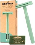 Bambaw Women Safety Razor with 5 Double Edge Safety Razor Blades, Metal Double Edge Razor, Eco Friendly Razor, Reusable & Plastic Free – Mint Green