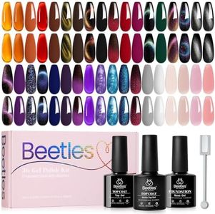 Beetles Gel Nail Polish - 39 Pcs Jelly Nail Set Glitter Changing Nail Polish Kit Treasure Box Collection with 3Pcs Base Matte and Glossy Top Soak Off Nails