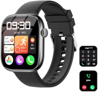 Smart Watch for Women Men, 1.83" HD Touchscreen, Fitness and Sleep Trackers, Heart Rate Monitor, Bluetooth Calling Smartwatch for Android/iOS, IP67 Water Resistant Multi-Sport Modes Pedometer, Black