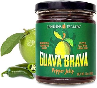 Jenkins Jellies Guava Brava Hot Pepper Jelly - Sweet & Spicy Jalapeño Jelly - Gluten Free, Vegan Pepper Jam - Use as a Glaze, Dipping Sauce, or Dessert Topping - All Natural & USA Made - 11 Ounces