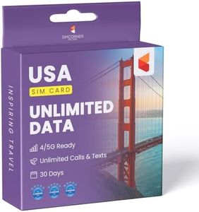 SimCorner USA Travel SIM Card (5G/4G Data,30 Days) - 3-in-1 Data SIM Card - Standard, Micro & Nano SIM Card - Unlimited Calls & SMS to US, Hawaiian Mobiles & Landlines