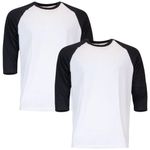 Gildan Heavy Cotton 3/4 Raglan T-Shirt, Style G5700, 2-Pack, White/Black, Large